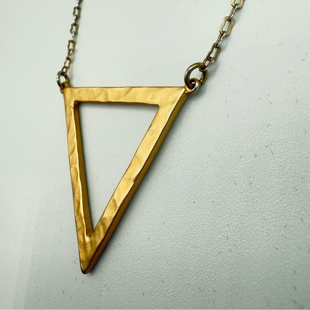 Gold Triangle Pendant Two-Tone Chain Necklace - Picture 5 of 10